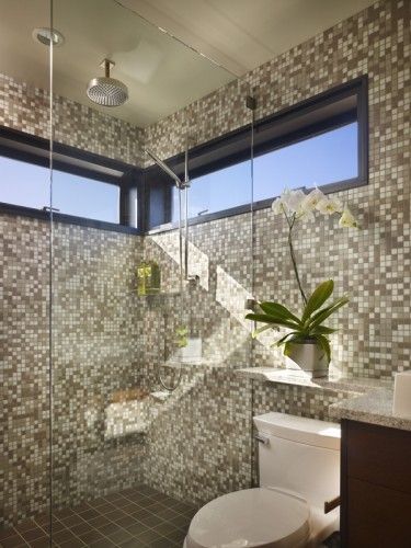 Bathroom House On The Water, Small Bathroom With Shower, Bathroom Shower Design, Monteverde, Bathroom Windows, Floating House, Modern Baths, Glass Bathroom, Glass Shower Doors