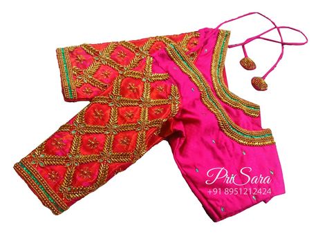 To get your blouses customised contact 8951212424 Wedding Blouses, Maggam Blouses, Blouses Work, Silk Saree Blouse Designs Patterns, Bridal Blouses, Latest Bridal Blouse Designs, Aari Designs, Wedding Saree Blouse Designs, Kutch Work