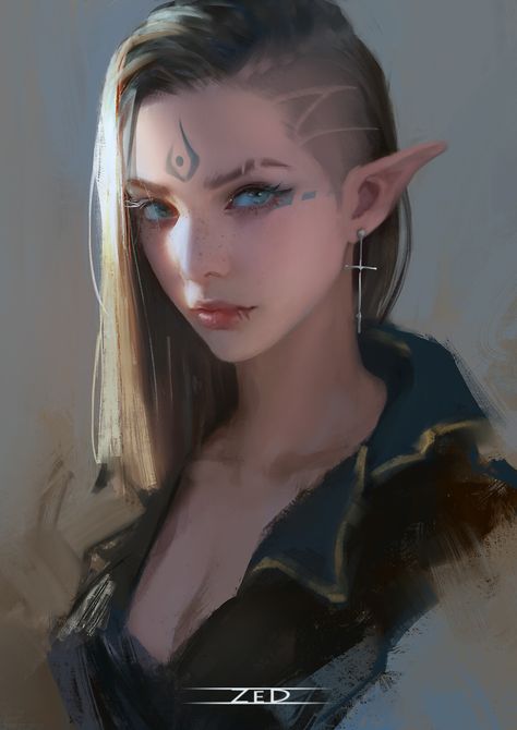 Elf Characters, Female Elf, Japon Illustration, Dungeons And Dragons Characters, Fantasy Paintings, Modern Fantasy, Realistic Art, Fantasy Inspiration, Female Character Design