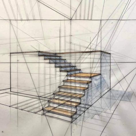 Staircase Architecture, Stair Plan, Stairs Architecture, Interior Sketch, Plan Drawing, Perspective Drawing, Sketch Painting, Architecture Sketch, Staircase Design