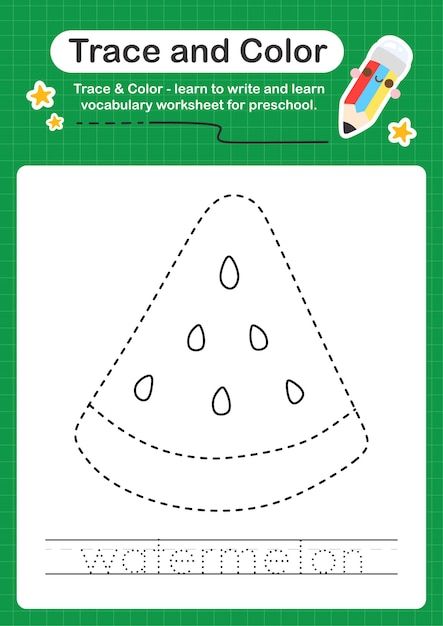 Watermelon trace and color preschool wor... | Premium Vector #Freepik #vector #tracing #handwriting-practice #kids-worksheet #worksheet Watermelon Worksheets Preschool, Watermelon Art Preschool, Watermelon Activities For Preschool, Preschool Watermelon Activities, Fruit Tracing Worksheet, Watermelon Activities For Preschool Free Printable, Watermelon Activity For Kids, Watermelon Activities For Kindergarten, Watermelon Activities