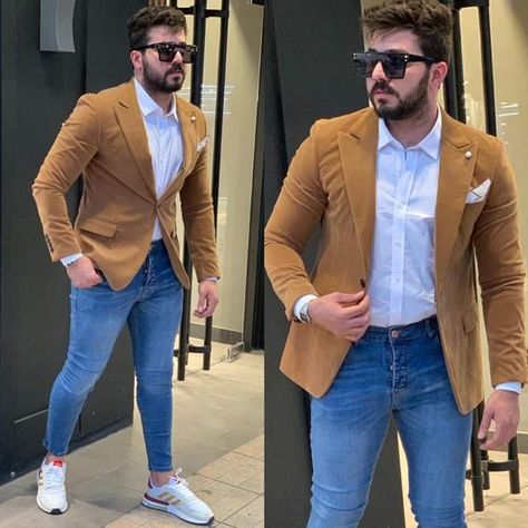 Blue Blazer Men, Brown Clothes, Young Mens Fashion, Blazer Outfits Men, Smart Casual Menswear, Jeans Outfit Men, Blue Suit Men, Formal Men Outfit, Suit Collection