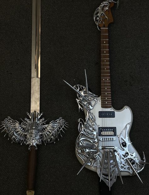 NusiQuero on Twitter: "Guitar and sword design for @YvesTumor video Jackie, directed by @actualobjects… " Baba Jaga, Instruments Art, Electric Guitar Design, Pretty Knives, Guitar Obsession, Cool Electric Guitars, Guitar Art, Music Aesthetic, Guitar Design