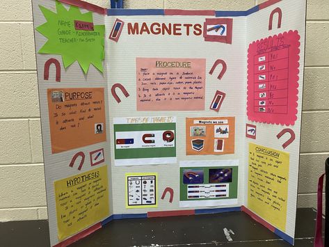 Science Fair Magnet Projects, Magnetic Science Fair Projects, Magnet Science Fair Project, Volcano Science Fair Project, 1st Grade Science Fair, Magnet Science Project, Kindergarten Science Fair Projects, 3rd Grade Science Projects, Energy Science Projects