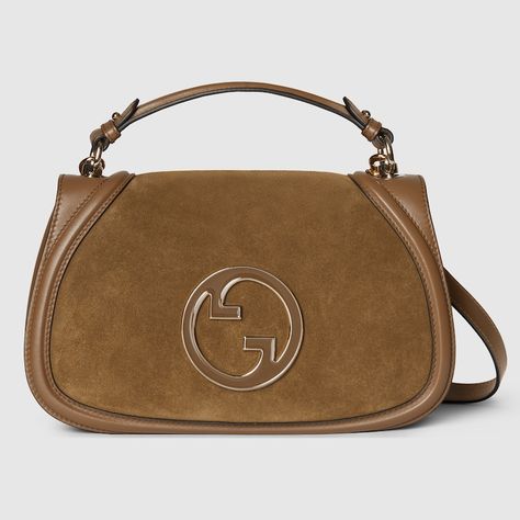 Gucci Blondie medium top handle bag in light brown suede | GUCCI® US Gucci Blondie Bag, Gifts Wishlist, Every Second Counts, Glam Bag, Elle Woods, Bags Gucci, Round Logo, Street Style Trends, Gucci Shoulder Bag