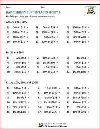 5th grade percentage worksheets basic money percentages 1 Money Percentage, Math Percentage, Percentages Math, Proportions Worksheet, Grade 5 Math Worksheets, Pre Algebra Worksheets, Mental Maths Worksheets, 6th Grade Worksheets, Consumer Math