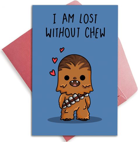 Star Wars Anniversary Card, Star Wars Puns, Nerdy Valentines, Star Wars Valentines, Star Wars Cards, Star Wars Quotes, Love Puns, Star Wars Love, Creative Gifts For Boyfriend