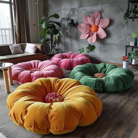 Introducing the Blossom Beanbag: A charming fusion of comfort and elegance, this beanbag takes inspiration from the delicate beauty of flowers. Crafted with soft, luxurious fabrics reminiscent of petals in bloom, the Blossom Beanbag features a graceful, organic shape that invites relaxation and serenity. Its design mimics the gentle curve of a flower’s petals, providing a cozy sanctuary for lounging and unwinding. Perfect for adding a touch of nature-inspired tranquility to any living space, ... Diy Space, Cafe Branding, Beauty Of Flowers, Indoor Design, Diy Chair, Bedroom Chair, Dream Spaces, Flower Beauty, Bedroom Inspo