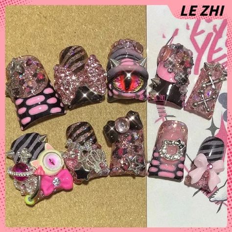 Just found this amazing item on AliExpress. Check it out! $8.17 | Y2K Duck-bill Hello Kitty Fake Nails Devil's Eye Leopard Design Bow Pink Gothic Punk Wearable Press on Nails Holiday Gift Y2k Pink And Black Nails, Hello Kitty Leopard Print Nails, Animal Print Y2k Nails, Y2k Cheetah Print Nails, Pink Cheetah Nails Y2k, Hello Kitty Y2k, Nails Holiday, Goth Gf, Short Fake Nails