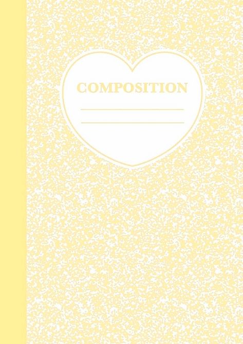 Yellow Composition Notebook, Yellow Notebook Cover Design, Composition Book Cover Template, Composition Notebook Template, Grad Letters, Academia Barbie, Ipad Templates, Cute Binder Covers, Cover Goodnotes