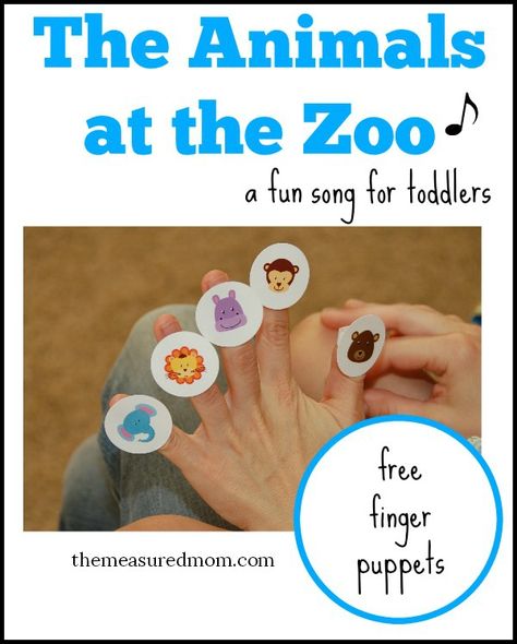 Sing this fun animal sound song with your toddler - use the free finger puppets! Zoo Songs, Zoo Animals Preschool, Zoo Lessons, Zoo Animal Activities, Animal Song, Preschool Zoo Theme, Zoo Preschool, Animal Sound, Zoo Crafts