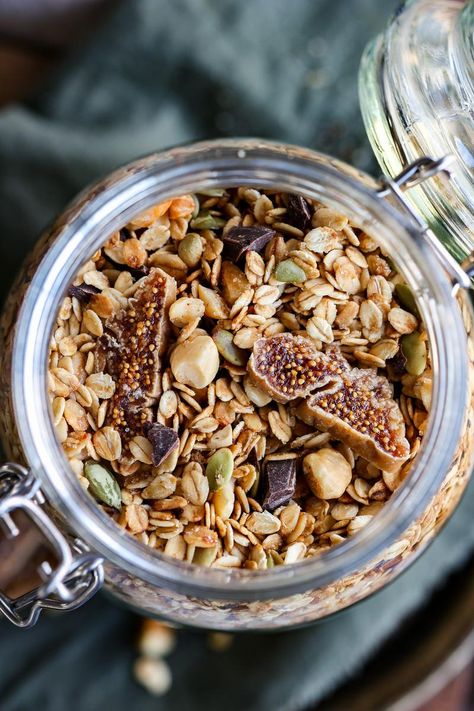 Chocolate Hazelnut & Fig Granola | Pick Up Limes Sugar Free Granola, Raw Pumpkin Seeds, Almond Granola, Dried Mangoes, Coconut Almond, Dried Apples, Raw Almonds, Dried Figs, Inflammatory Foods