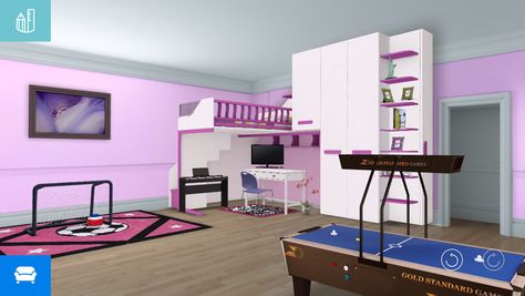 Pretty fun room for a playful girl Soccer section Table hockey Girls Hockey Bedroom, Hockey Bedroom Decor, Table Hockey, Hockey Bedroom, Girls Hockey, Fun Room, Girls Soccer, Cool Rooms, Loft Bed