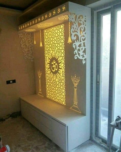 Mandir For Home, Pooja Door Design, Indian Room Decor, Mandir Design, Temple Design For Home, Modern Cupboard Design, Ganpati Decoration Design, Pooja Room Door Design, Pooja Room Design