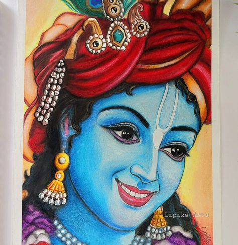 Radha Krishna Oil Pastel Drawing, Krishna Colour Pencil Drawing, Drawing Ideas Pastel, Radhe Krishna Drawing, Lord Painting, God Drawings, Meaningful Drawing Ideas, Meaningful Drawing, Bal Hanuman