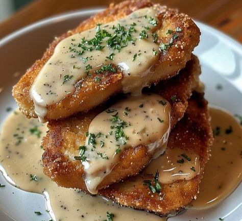 Pork Schnitzel With Dijon Gravy, Rahm Schnitzel Recipe, Pork Snitzel, Dijon Gravy, Turkey Schnitzel, Pork Schnitzel Recipe, Schnitzel Recipe, Steak Bites Recipe, Schnitzel Recipes