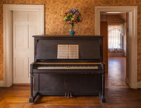 https://flic.kr/p/y2Sra9 | Francis Bacon Upright Piano | The Francis Bacon Piano Company traces its history back to 1789. Their pianos were known for their sturdy construction, good sound, and reasonable price. This large (54") upright piano resides in an old Owego, NY Victorian home. Uncle Vanya, Castle Doors, Old Pianos, Sound Installation, Living Room Den, The Curtains, Upright Piano, Francis Bacon, Afternoon Sun