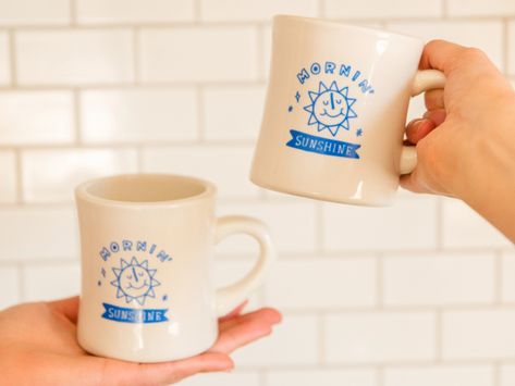 Mornin' Sunshine Diner Mugs by Alisa Wismer on Dribbble Diner Mug, Branded Mugs, Learning Design, Marketing Design, Cat Lady, Design Inspo, Graphic Designer, Mug Designs, Creative Professional