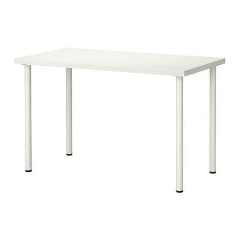 LINNMON / ADILS Table IKEA Pre-drilled leg holes for easy assembly. Adjustable feet allow you to level the table on uneven floors. Linnmon Table Top, Ikea Linnmon, Ikea Dining Table, Ikea Dining, Table Ikea, Ikea Table, Ikea Desk, Adjustable Table, High Gloss White