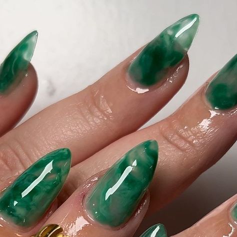 Green Cloud Nails, Cloud Nails, Nails, Hair Styles, Green, Hair