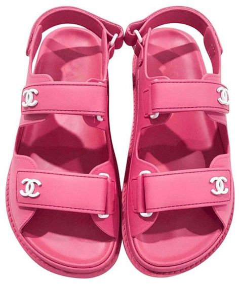 Chanel Fuchsia Pink Dad Sandals Size US 6 Regular (M, B) - Tradesy Chanel Dad Sandals, Dad Sandals, Red Caviar, Chanel Sandals, Pink Chanel, Girly Shoes, Chanel Caviar, Ostrich Leather, Fuchsia Pink