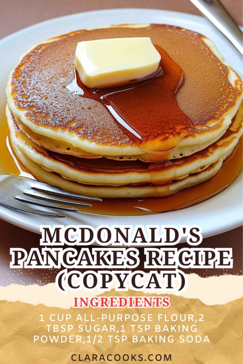 McDonald's Pancakes Recipe (Copycat) Copycat Ihop Pancakes, Mcdonald's Pancake Recipe, Easy Pancakes Recipe, Copycat Breakfast, Mcdonalds Pancakes, I Hop Pancake Recipe, Mcdonalds Recipes, Easy Pancake Recipe, Ihop Pancakes