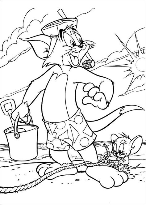 Tom And Jerry Coloring Pages, Tom And Jerry Coloring, Tom A Jerry, Tom Y, Tom Und Jerry, Beach Coloring Pages, Tom Et Jerry, Tom And Jerry Cartoon, Cartoon Coloring