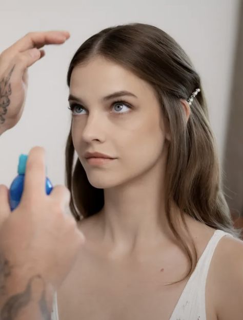 Barbara Palvin Hairstyle, Barbara Palvin Wedding Makeup, Midi Hairstyle Wedding, Barbara Palvin Wedding Hair, Side Pinned Hair, Graduation Day Hairstyles, Barbara Palvin Hair, Barbara Palvin Wedding, Hair Pinned Back On Both Sides