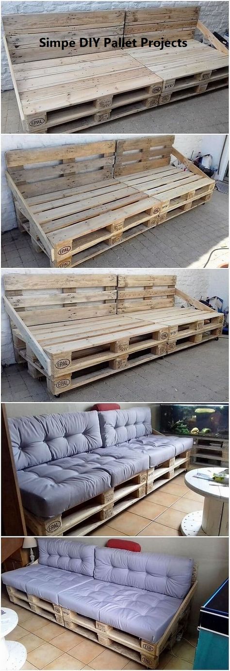 Diy Pallet Bed, Pallet Patio Furniture, Pallet Patio, Pallet Projects Furniture, Pallet Couch, Wooden Pallet Furniture, Wooden Pallet Projects, Pallet Outdoor, Pallet Garden