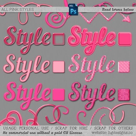 Free download ~ pink photoshop layer styles ~ courtesy of hgdesigns.co Photoshop Layer Styles, Photoshop For Beginners, Photoshop Fonts, Graphic Design Portfolio Inspiration, Digital Paper Free, Photoshop Tutorial Photo Editing, Photoshop Styles, Beginner Photo Editing, Photoshop For Photographers