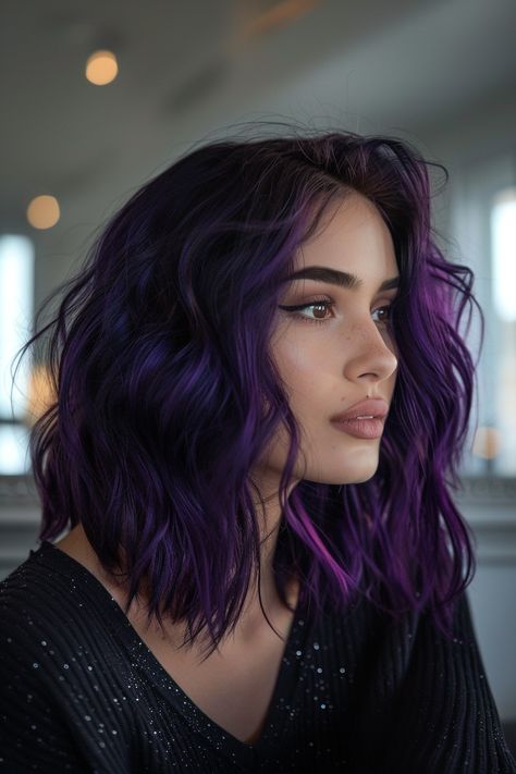 90+ Creative Purple Hair Color Ideas Unique Hair Dye, Color Balayage Hair, Purple Hair Color Ideas, Purple Hair Color, Hair Layered, Vivid Hair Color, Violet Hair, Dyed Hair Inspiration, Dye Ideas