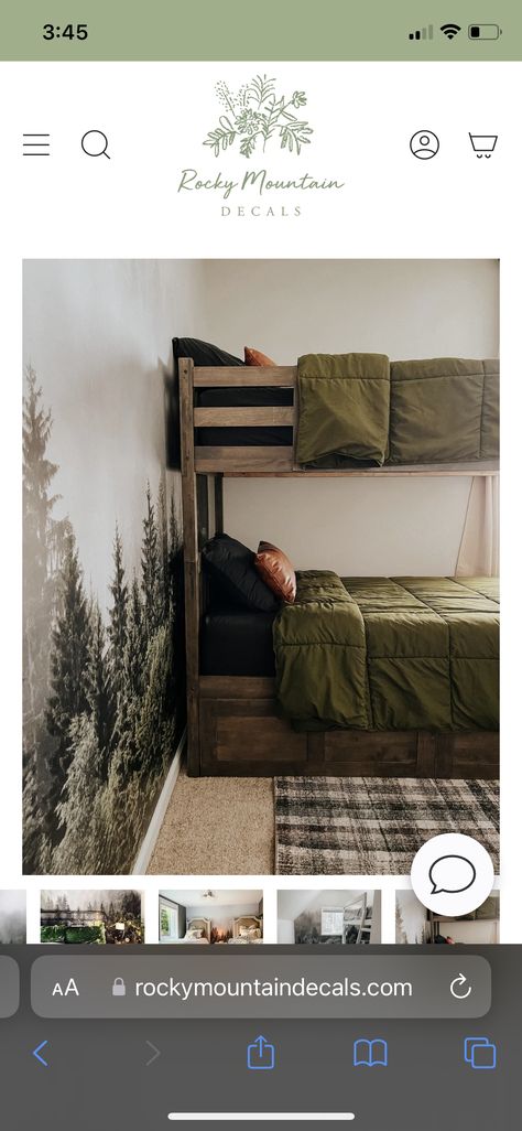 Kids Hunting Bedroom, Hunting Bedroom Ideas, Boys Hunting Bedroom Ideas, Boys Hunting Bedroom, Hunting Bedroom, Mountain Decal, Boy's Room, Rocky Mountains, Bedroom Diy