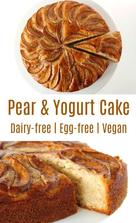 Vegan Baking Recipes, Yoghurt Cake, Pear Cake, Parents Christmas, Vegan Cake Recipes, Cake Vegan, Pear Recipes, Dairy Free Eggs, Vegan Yogurt