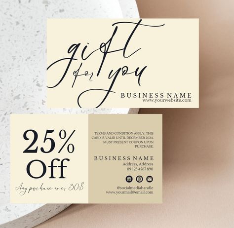 Coupon Card Design, Small Business Promotion Ideas, Discount Voucher Design, Discount Card Design, Voucher Card, Gift Voucher Design, Promotion Card, Voucher Design, Beauty Business Cards