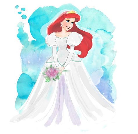 Ariel in wedding dress Disney Ariel Wedding Dress, Ariel Artwork, Ariel Wedding Dress, Princesa Ariel Disney, Little Mermaid Wedding, Ariel Wedding, Disney Princess Wedding, Little Mermaid Dresses, Walt Disney Princesses