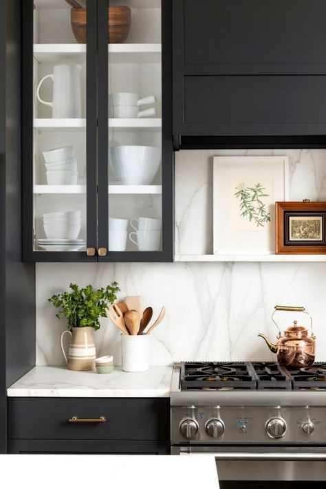 Vincent Ave. Project Reveal | Bria Hammel Interiors Slab Backsplash, Bria Hammel, Home Luxury, Black Cabinets, Kitchen Reno, Cheap Decor, Beautiful Kitchens, Cheap Home Decor, Home Staging