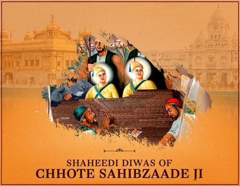 Martyrdom of Sahibzadas Shaheedi Diwas Chhote Sahibzade: The martyrdom of the four sons of Guru Gobind Singh Ji is one of the most tragic and heartbreaking events in the history of the world. On the one hand, this incident paints a disgusting picture of human brutality, on the other hand, it reveals the peak of fighting spirit within the Sahibzada and the spirit of Sikh indoctrination. #martyrdomofchaarsahibzaade #martyrdomofsahibzadas #martyrdomofthesahibzade Sahibzaade Pics, Chaar Sahibzaade Pics, Chote Sahibzade Shahidi, Shahidi Diwas, Shaheedi Diwas, Diwali Creatives, Chaar Sahibzaade, Guru Gobind Singh Ji, Guru Gobind Singh