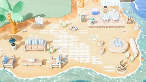 Coastal Acnh, Animal Crossing Exterior, Acnh Beach Ideas, Acnh Coastal, Acnh Summer, Acnh Beach, Ideas Animal Crossing, Animal Crossing Guide, Acnh Inspiration