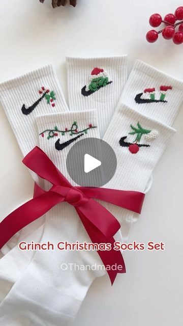 Custom Converse Design on Instagram: "Let prepare Christmas gift with me 🎁🫶🧦🎄 
#embroidery #custom #customshoes #smallbusiness #grinch #grinchmas #christmas #christmasgift" Nike Socks Embroidery, Converse Design, Embroidery Custom, Custom Converse, Nike Socks, Stitch 2, Grinch Christmas, Christmas Socks, Grinch