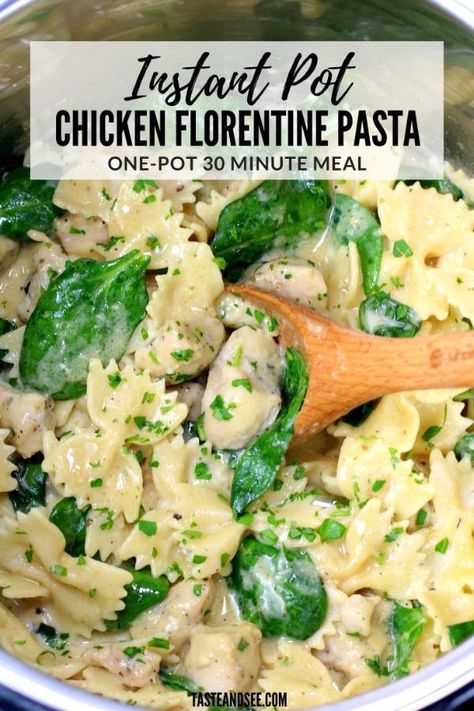 Instant Pot Chicken Florentine, Creamy Instant Pot Chicken, Florentine Pasta, Chicken Florentine Pasta, Chicken Florentine Recipe, Florentines Recipe, Pasta Fresh, Chicken Florentine, Pressure Cooker Chicken