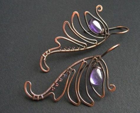 Wire Jewelry Earrings, Wire Jewelery, Wire Wrap Jewelry Designs, Wire Jewelry Designs, Diy Wire Jewelry, Wire Work Jewelry, Earrings Inspiration, Handmade Wire Jewelry, Work Jewelry