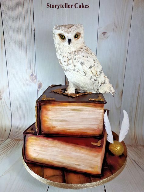 Harry Potter Owl Cake, Harry Potter Book Cake, Harry Potter Theme Cake, Harry Potter Desserts, Gateau Harry Potter, Cake Pop, Harry Potter Owl, Harry Potter Birthday Cake, Cumpleaños Harry Potter