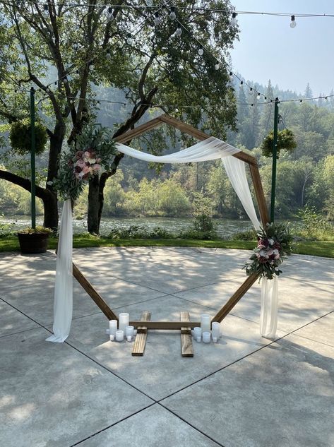 Heptagon Arch, Heptagon Wedding Arch With Drape, Heptagon Wedding Arch, Blue Wedding Decorations, May Weddings, Arbor, Wedding Arch, Blue Wedding, Arch