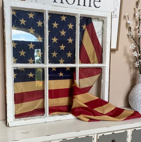 Memorial Day Decor, Broken Window, July Decor, Tea Stains, Window Pane, Flag Decor, Fourth Of July, Holiday Crafts, Memorial Day