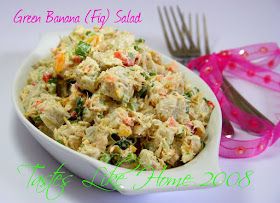 Banana Salad Recipe, Fig Salad Recipes, Banana Salad, Best Potato Salad Recipe, Fig Salad, Trinidad Recipes, Trini Food, Green Fig, Fig Recipes