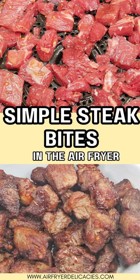 Seasoned steak bites with a zesty herb and spice mix, cooked in an air fryer to achieve a perfect blend of flavors and textures. Top Sirloin Steak Recipes Air Fryer, Air Fryer Steak Bites Recipes, Air Fryer Steak Bites, Steak In Air Fryer, Peper Steak, Top Sirloin Steak Recipe, Air Fry Steak, Sirloin Recipes, Veggie Meal Prep