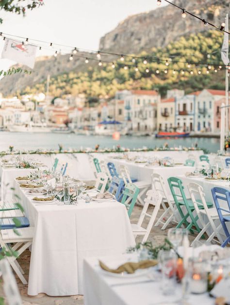 Meditterean Wedding, Greek Beach Wedding, Greek Wedding Venues, Greece Themed Wedding, Greek Wedding Aesthetic, Greece Wedding Theme, Colourful Wedding Theme, Greek Wedding Theme, Greece Decor