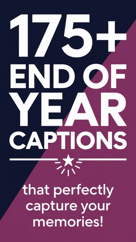 Celebrate the end of 2024 with the perfect captions for your year-end posts! 🌟 From nostalgic throwbacks to inspiring reflections, this list of 175+ creative captions will help you capture your best moments. Perfect for Instagram, Facebook, or TikTok—save this pin for your ultimate year-end vibes! Year Ending Captions, End Of Year Captions, Year End Caption, End Of Year Quotes, Creative Captions, Unique Captions, Vacation Captions, Reflection Photos, Witty One Liners