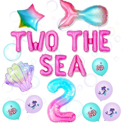 PRICES MAY VARY. Our Two The Sea Birthday Decoration will bring dreamy and beautiful embellishment to your party Through simple assembly, and hanging the Two The Sea balloons to complete a most gorgeous background wall Our Under the Sea Birthday Decoration will bring unparalleled joy and the most beautiful moments to your family and friends What you will receive:1 x 16 inch letter balloons” Two The Sea”，1x 40inch number 2 balloon, 6 x latex balloons, 6 x mini sea animals balloons,1 x star balloo Two The Sea Birthday Party Girl, Two The Sea Birthday Party, Two The Sea Birthday, Birthday Balloon Backdrop, 2 Balloon, Under The Sea Birthday, Sea Birthday Party, 2nd Birthday Party, Bachelorette Decorations