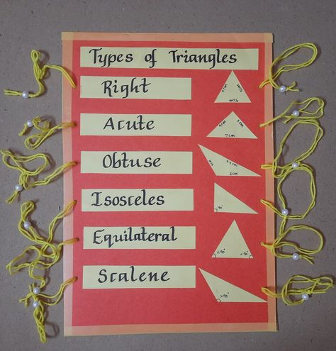 Triangles -Match the following Types Of Triangles Project, Maths Basics, Maths Model, Maths Tlm, Types Of Triangles, Grade 5 Math Worksheets, Similar Triangles, Maths Display, File Decoration